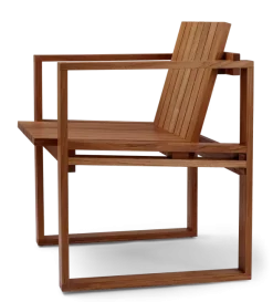 BK11 udendørs loungestol, olieret teak inkl. charcoal hynde fra Carl Hansen & Søn