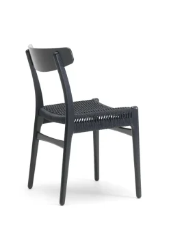 CH23 Spisestol, sort eg med sort flet af Hans J. Wegner