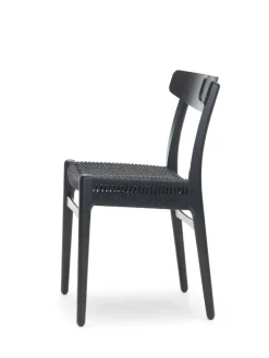 CH23 Spisestol, sort eg med sort flet af Hans J. Wegner
