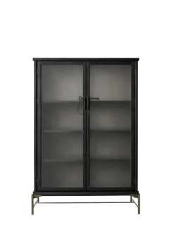 Dowry III kabinet, sort eg, frosted glass fra Stellar Works