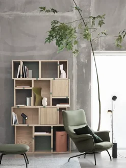 Doze Lounge Chair inkl. Fodskammel, black refine leather fra Muuto