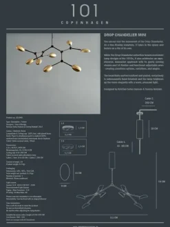 Drop Chandelier, mini brass fra 101 Copenhagen