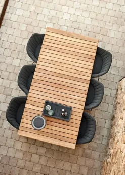 Drop Spisebord m/120 cm udtræk, teak/lava grey fra Cane-line