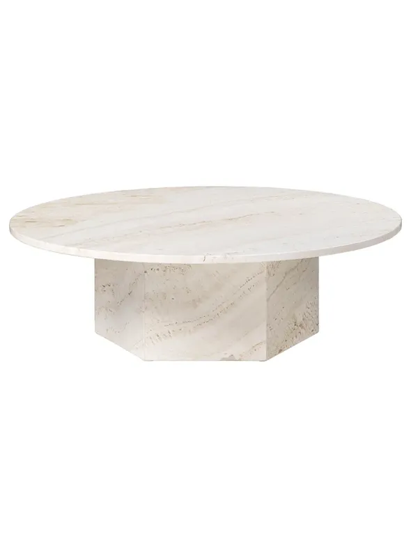 Epic Coffee Table Ø110 cm, travertine fra GUBI