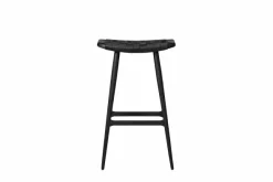 Freja barstol, sort eg, Leather Stripe Saddle Black fra Stellar Works