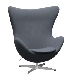 3316 Ægget loungestol, stel i børstet aluminium af Arne Jacobsen