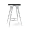 High Stool, aluminium, sort Ultra læder, 74 cm høj barstol fra Mater