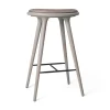 High Stool, grå bøg, Nuance Burned Grey læder, 74 cm, høj barstol fra Mater