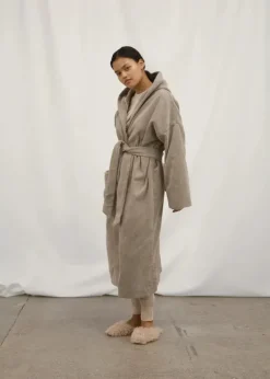 Hooded Terry badekåbe, Dried Linen fra Aiayu