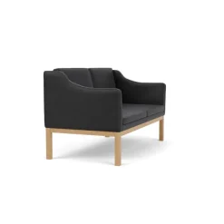 L45 MK154 2 pers. sofa, sort læder af Mogens Koch