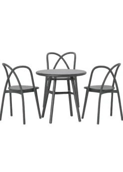Ming cafésæt m. 3 stole og 1 bord, aluminium, grå fra Stellar Works