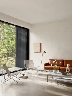 PK4 Loungestol i natur, stålstel af Poul Kjærholm