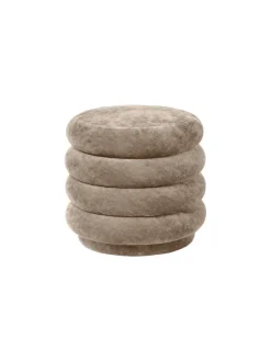 Pouf Round, faded velvet fra Ferm living