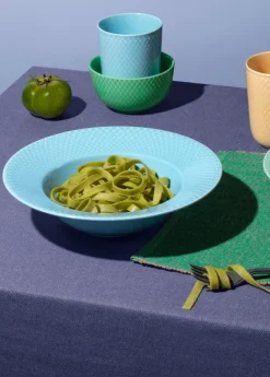 Rhombe dyb tallerken, turkis Ø24,5 cm fra Lyngby Porcelæn