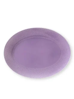 Rhombe ovalt fad, lys lilla fra Lyngby Porcelæn