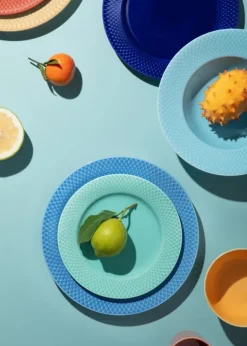 Rhombe tallerken, aqua Ø21 cm fra Lyngby Porcelæn