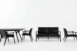 Rén loungesofa, sortmalet eg, sort læder fra Stellar Works