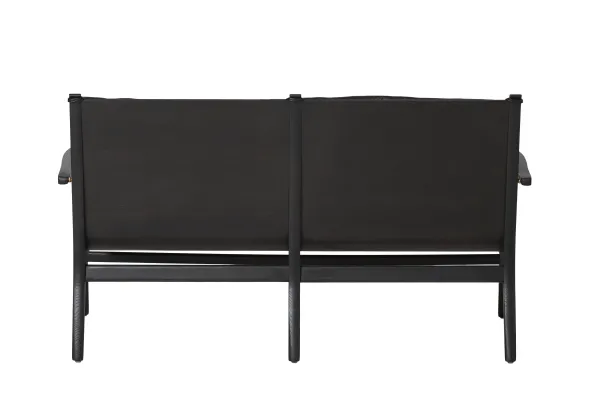 Rén loungesofa, sortmalet eg, sort læder fra Stellar Works