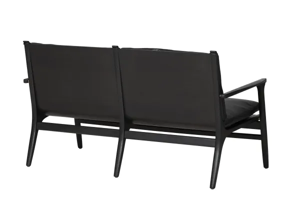 Rén loungesofa, sortmalet eg, sort læder fra Stellar Works