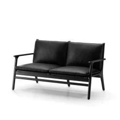 Rén loungesofa, sortmalet eg, sort læder fra Stellar Works