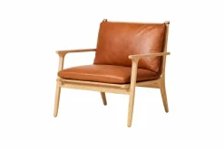 Rén loungestol, large, eg, hynder m. cognac læder