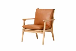 Rén loungestol, small, eg, hynder m. cognac læder