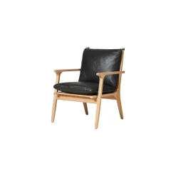 Rén loungestol, small, eg, hynder m. sort læder