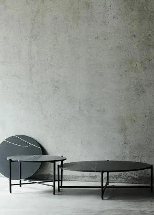 Round Coffee Table 90, sort marmor fra HANDVÄRK