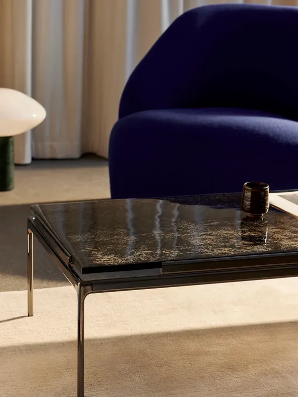 Sett LN12 Sofabord, smoked glass / dark chrome fra &Tradition
