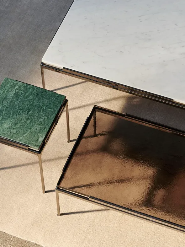 Sett LN12 Sofabord, smoked glass / dark chrome fra &Tradition