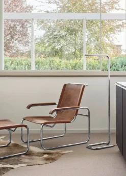 S 35 LV lænestol, brown cowhide fra Thonet