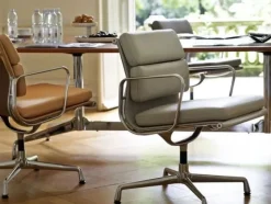 Soft Pad Chair EA 217 Kontorstol, cognac læder/krom stel fra Vitra