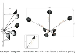 Spider Big Wall Lamp w/7 Fixed Arms af Serge Mouille
