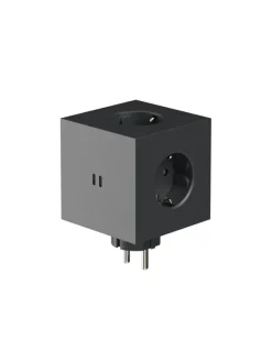 Square 2 Stikdåse med USB, sort fra Avolt