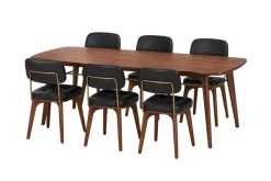Stellar Works Utility spisebord inkl. 6 Utility U spisebordsstole i læder og valnød