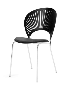Trinidad stol m. sort læder på sæde fra Fredericia Furniture