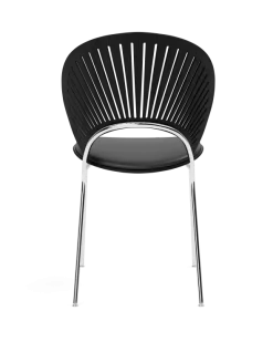 Trinidad stol m. sort læder på sæde fra Fredericia Furniture