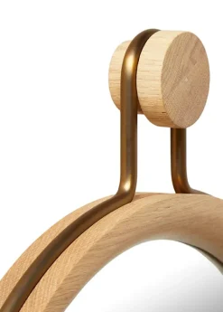 Utility Round Mirror Small Oak natural Aged gold fra Stellar Works