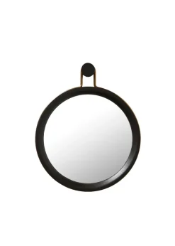 Utility Round Mirror Small Oak onyx Aged gold fra Stellar Works