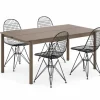 Vitra x Muuto havemøbelsæt med 1 Linear Steel Taupe bord 140 x 75, og 4 sorte Eames Wire Chairs (DKR)