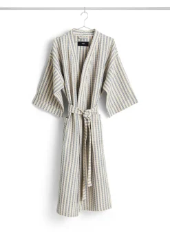 Waffle Badekåbe, stripe dusty blue fra Hay