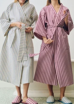 Waffle Badekåbe, stripe dusty blue fra Hay