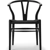 Y-stol CH24 Soft Black med sort flet af Hans J. Wegner