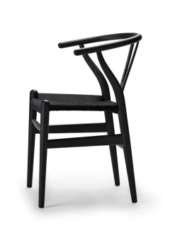 Y-stol CH24 Soft Black med sort flet af Hans J. Wegner