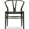 Y-stol CH24 Soft Seaweed med sort flet af Hans J. Wegner