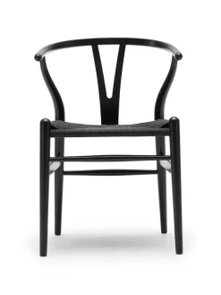Y-stol CH24, sort eg med sort flet af Hans J. Wegner